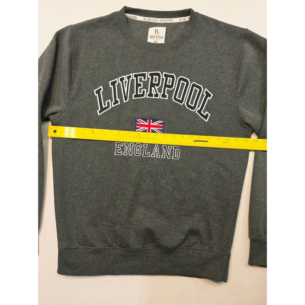 Liverpool England Sweatshirt 2XL British Souvenirs Dark Gray Crewneck Union Jack - Picture 6 of 16